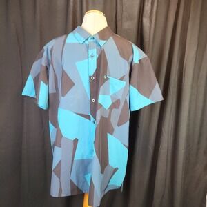 Warrior M90 Washed Blue Mens‎ Short Sleeve Button-Up Camo Size XL